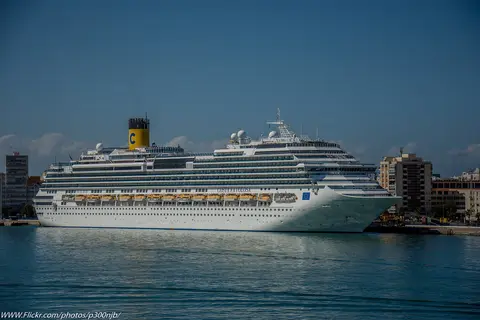 Exterior of Costa Favolosa (Costa Cruises), docked in port