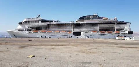 Exterior of MSC Bellissima (MSC Cruises), docked in port