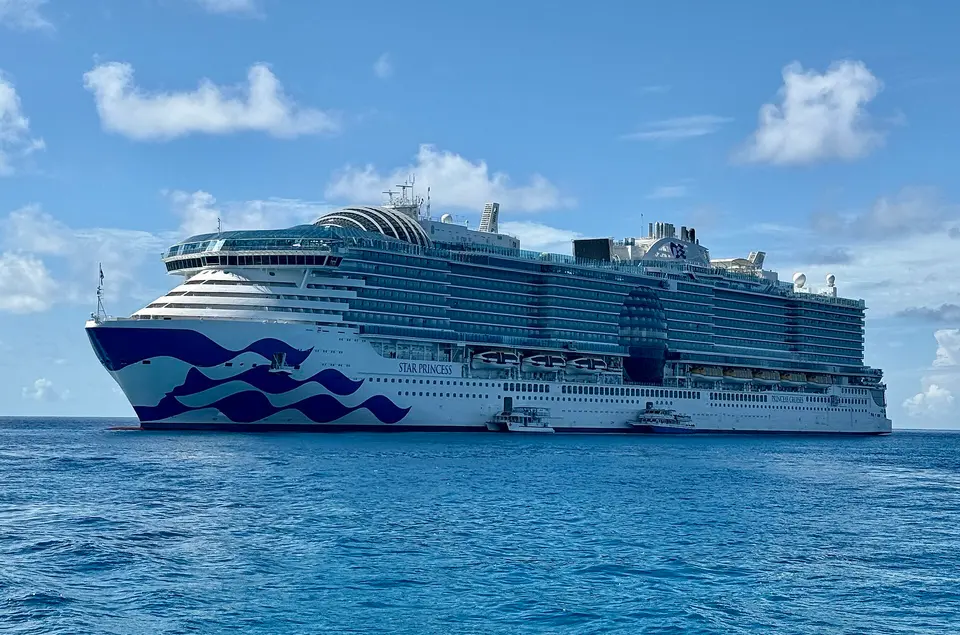 Star Princess（Princess Cruises）が沖に停泊中の外観