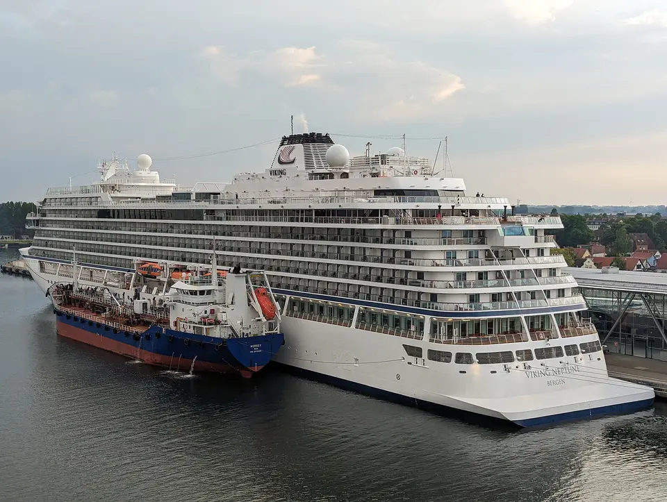 Exterior of Viking Neptune (Viking Ocean Cruises), docked in port