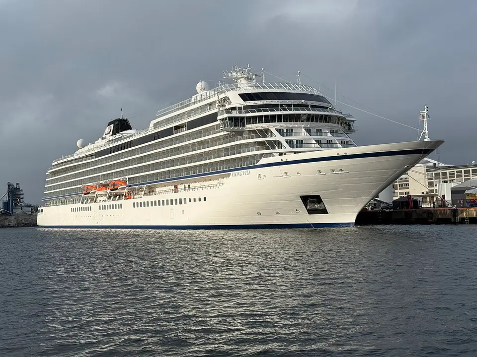 Exterior of Viking Vela (Viking Ocean Cruises), docked in port