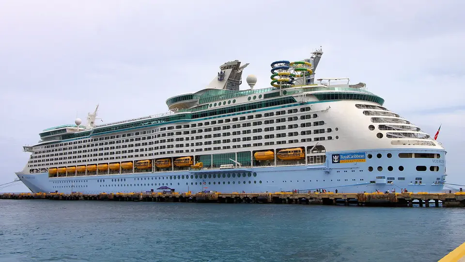 Exterior of Voyager of the Seas (Royal Caribbean International), docked in port